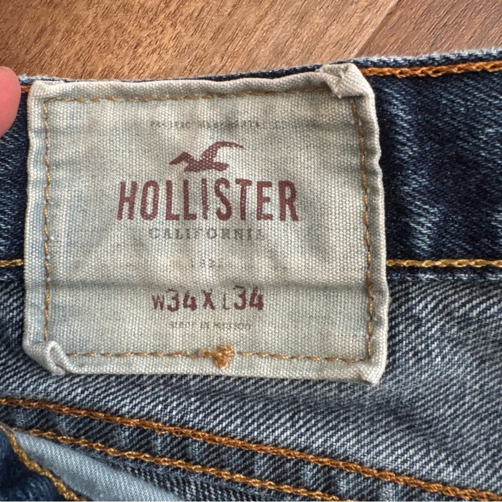 Hollister Dark Wash Denim Cutoff Shorts Raw Hem Low Rise Y2K Casual Summer - Picture 7 of 8
